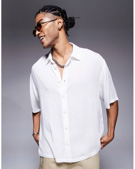 Chemise oversize à manches courtes - blanc-pas ASOS pour homme en coloris White