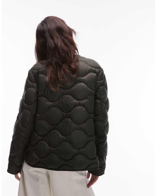 ARKET Brown Quilted Jacket With Zip Front