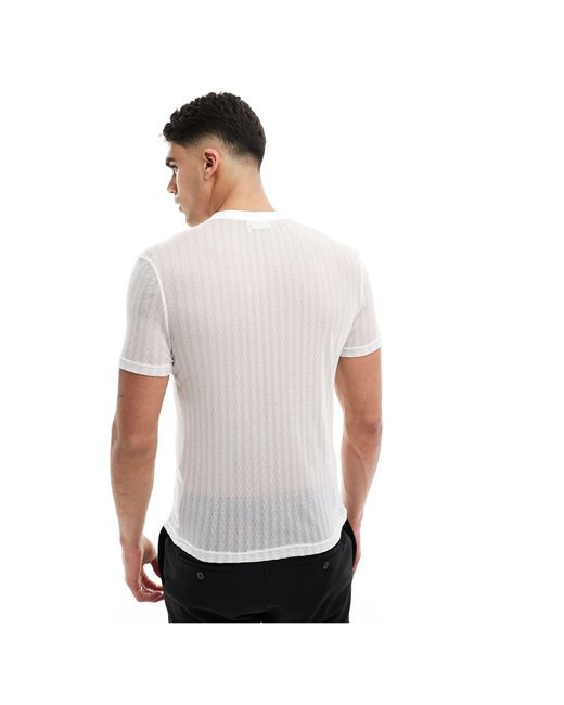 T-shirt attillata bianca trasparente testurizzata di ASOS in White da Uomo