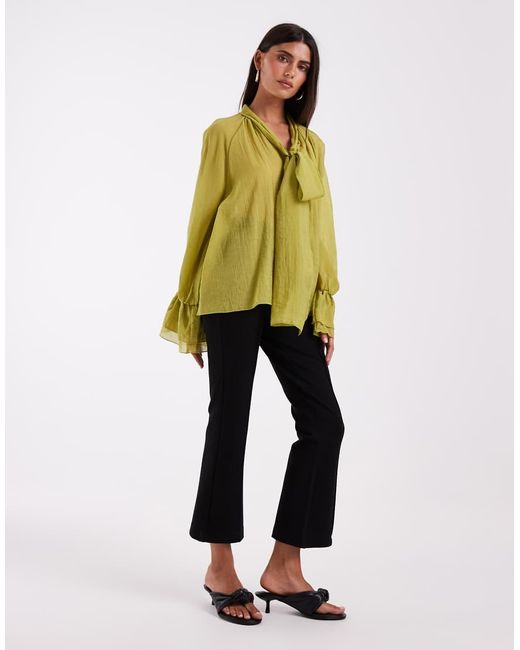 Vero Moda Yellow Sculpting Stretch High Waist Pleat Front Flare Trouser