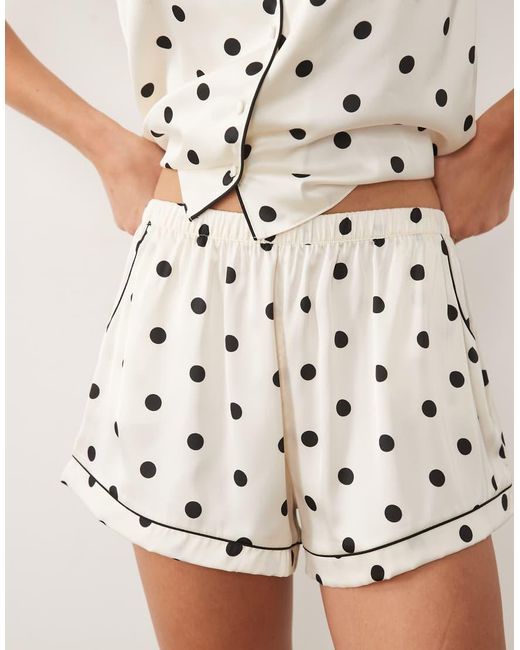 Boux Avenue Natural Spot Satin Short Sleeve Revere Pyjama Set