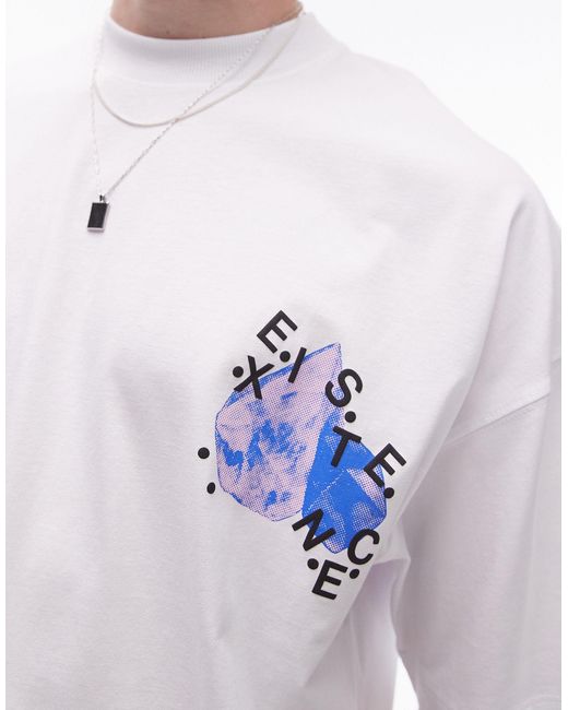 Topman Blue Extreme Oversized Fit T-shirt With Front And Back Existence Print for men