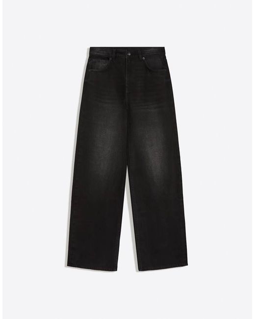 Bershka Red High-waist Wide Straight-leg Jeans