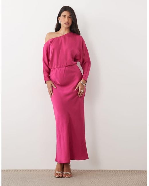 ASOS Pink Fallen Shoulder Maxi Dress