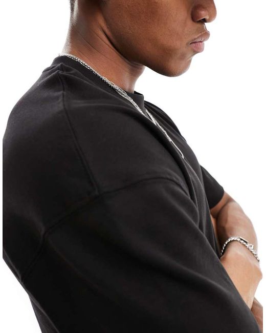 Jack & Jones Black Oversized 200gsm Heavyweight T-shirt for men