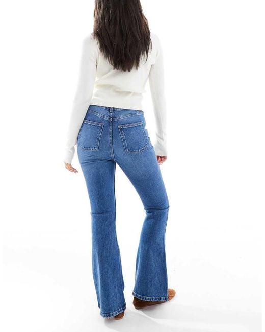New Look Blue Patch Pocket Flare Jean