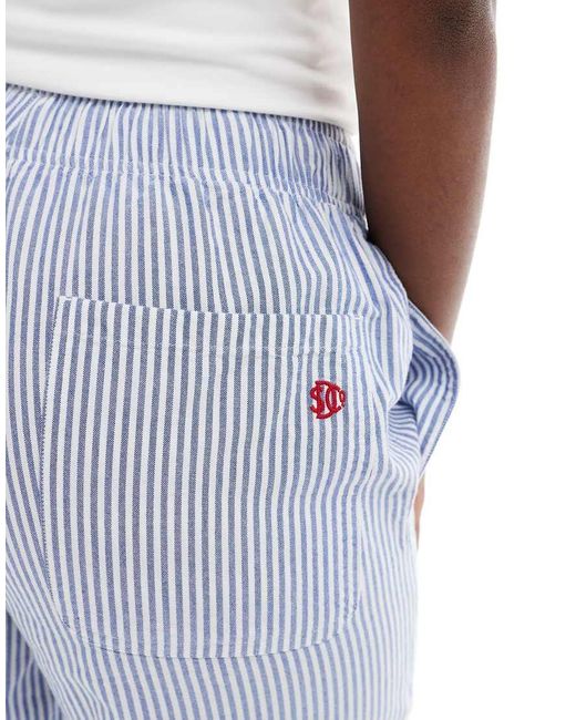 Superdry Blue Cotton Stripe Elasticated Trousers