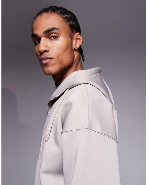 Liquor N Poker Gray Double Zip Scuba-Style Fabric Hoodie Co-Ord for men