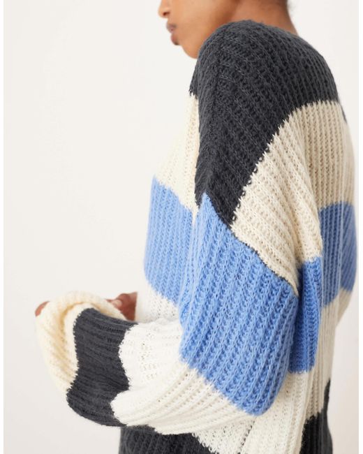 Pull en maille à rayures - bleu et crème Jdy en coloris Blue