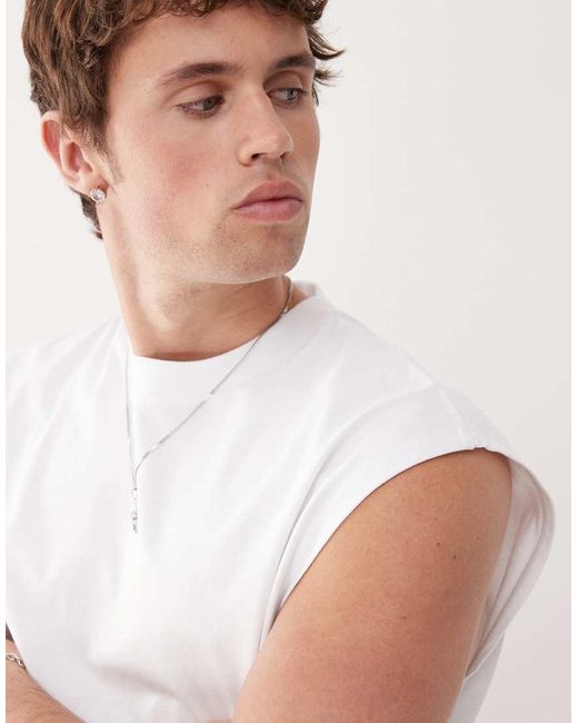 Weekday White Oversized Sleeveless T-Shirt for men