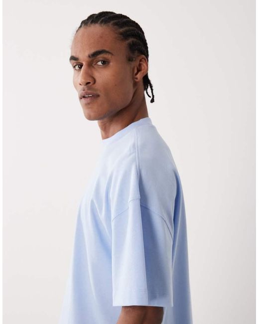 4505 Blue Heavyweight Cotton Boxy Oversized Drop Shoulder T-shirt With Quick Dry Finish for men