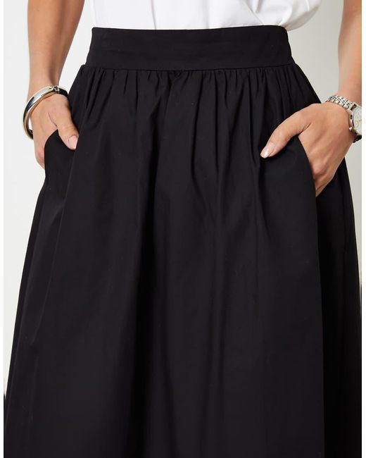 Threadbare Black Cotton Maxi Skirt With Pockets