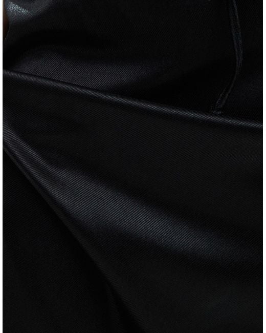 ASOS Black Satin Twill Ruched Tie Waist Maxi Skirt