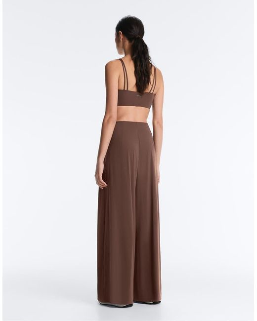 Oysho Brown Light Touch Wide-leg Trousers