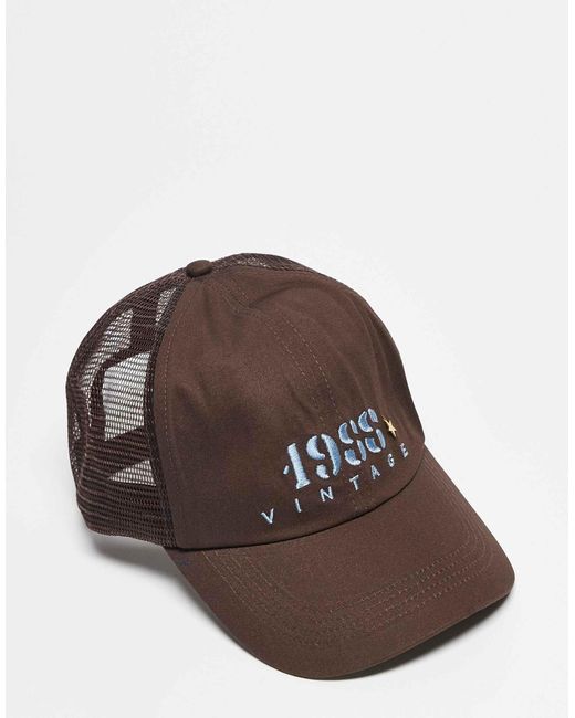 Reclaimed (vintage) Brown Unisex Cap With Blue Branding