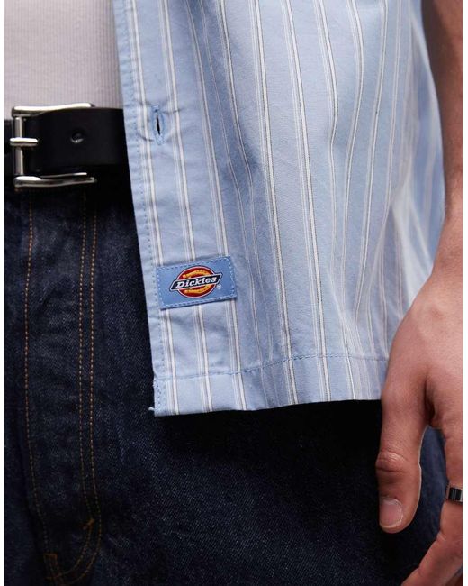 Dickies Blue Venedocia Short Sleeve Striped Shirt for men