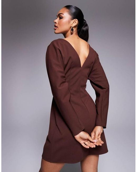 ASOS Brown Cocoon Sleeve Mini Dress With Hardware
