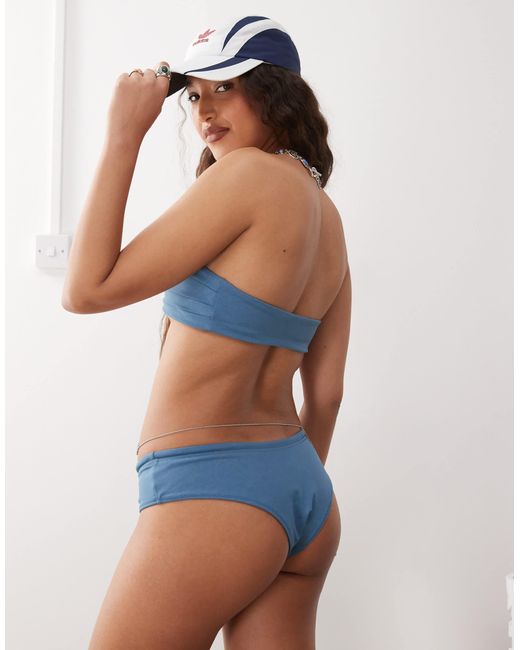 Lioness Blue Gisele Contrast Tie Front Detail Bikini Bottom
