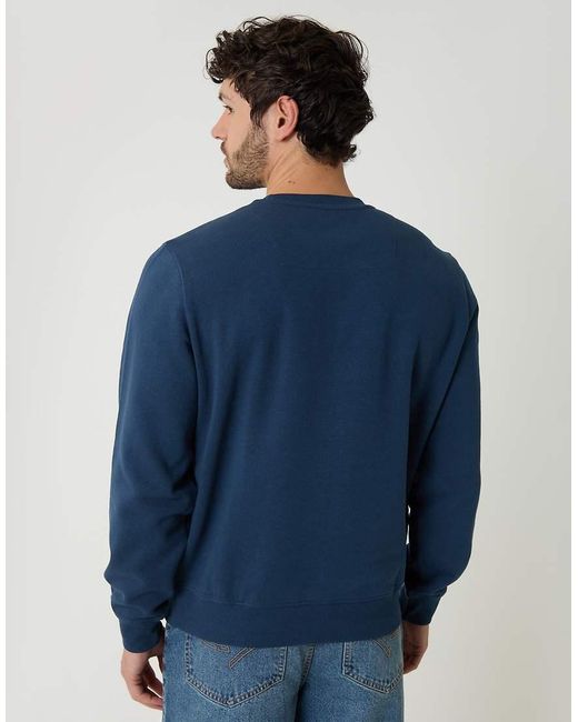 Threadbare Blue Cotton Blend Crew Neck Sweatshirt for men