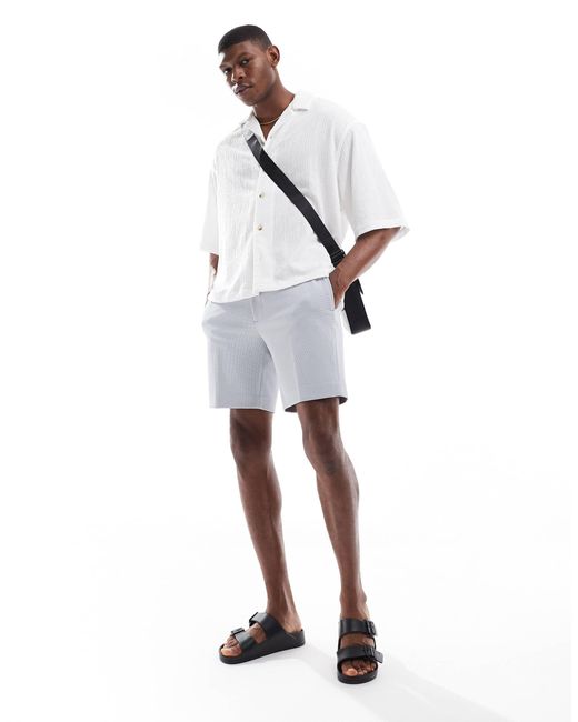 River Island White Waffle Texture Shorts for men