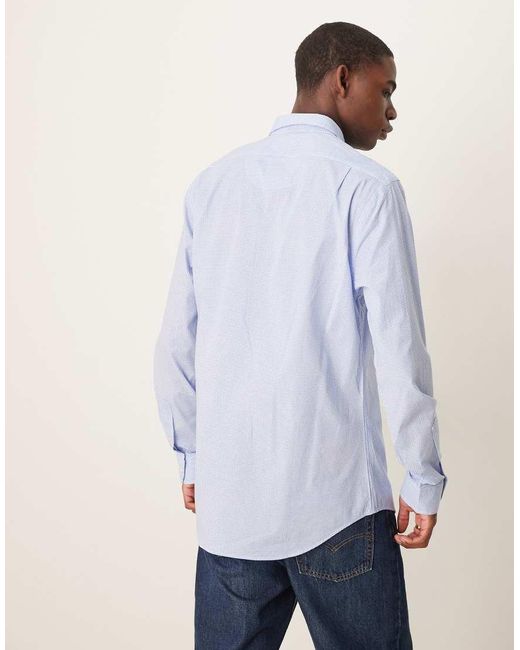 Polo Ralph Lauren Blue Icon Logo Slim Fit Houndstooth Print Stretch Poplin Shirt for men