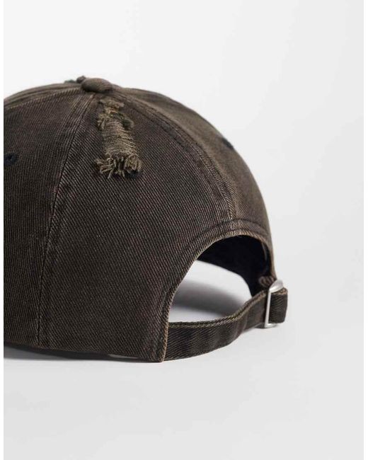 ASOS Gray Distressed Denim Cap for men