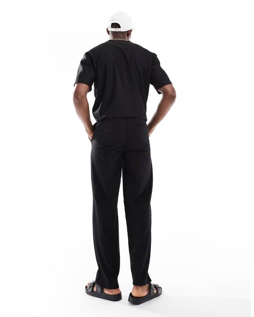 Only & Sons Black Plisse Loose Trousers Co-ord for men