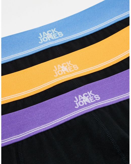 Confezione da 3 boxer aderenti con logo centrale ed elastico di Jack & Jones in Black da Uomo