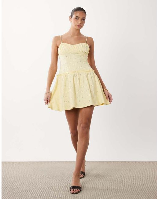 ASOS Natural Broderie Cami Mini Dress