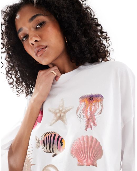 ONLY White Shells Graphic Crop T-Shirt