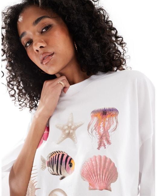 ONLY White Shells Graphic Crop T-Shirt