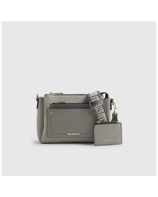River Island Gray Monogram Pocket Front Cross Body Bag