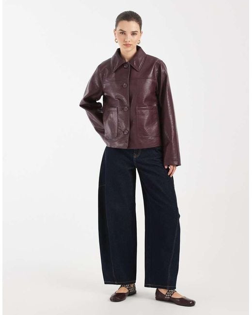 ASOS Purple Leather Look Harrington Jacket