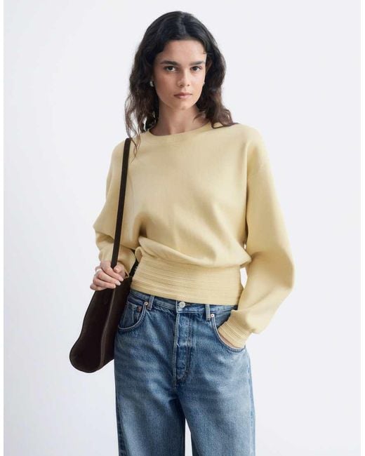 & Other Stories Blue Jumper With Volume Sleeve And Deep Cuff