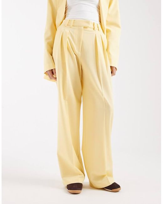 ASOS Metallic Tailored Wide Leg Trousers With Pleat Detail