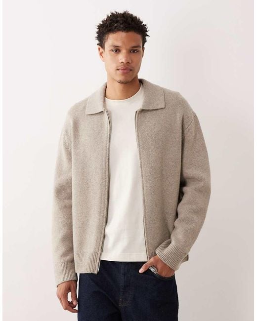 ARKET Natural Oversized Cardigan With Zip Front for men