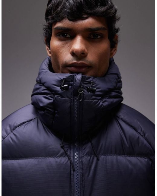 ARKET Sporty Down Jacket With Hood in Blue for Men | Lyst