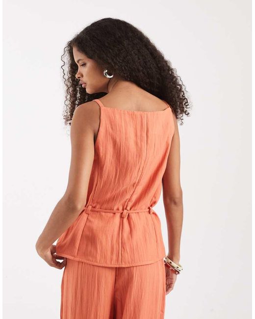 Vero Moda Orange Tailored Cami Strap Tie Waist Waistcoat Co-Ord