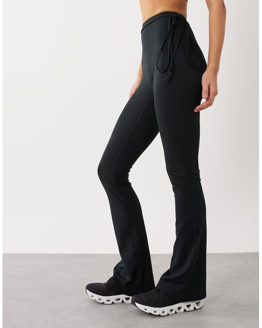 4505 White Kick Flare Yoga legging With Tie Waist Detail
