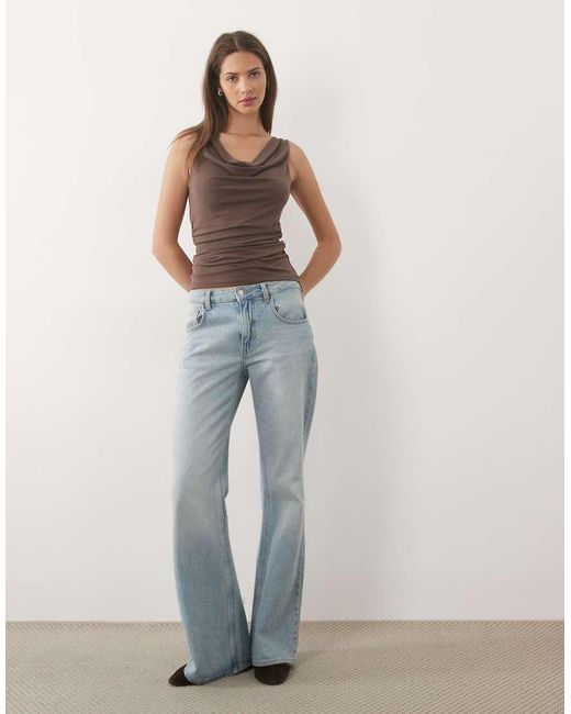 New Look Brown Cowl Neck Ruche Side Top