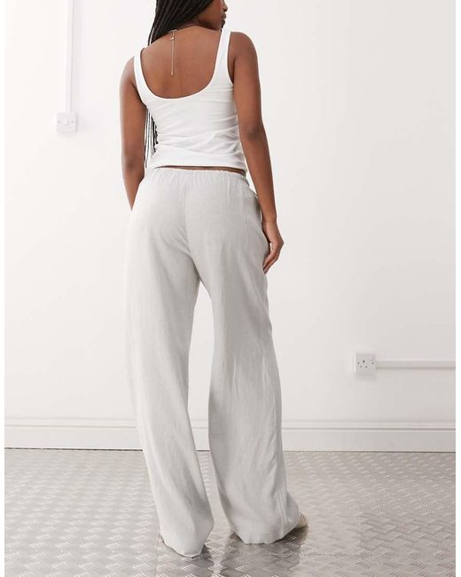 Pantalones Grises De Pernera Ancha De Mezcla De Lino De Weekday de color Gray