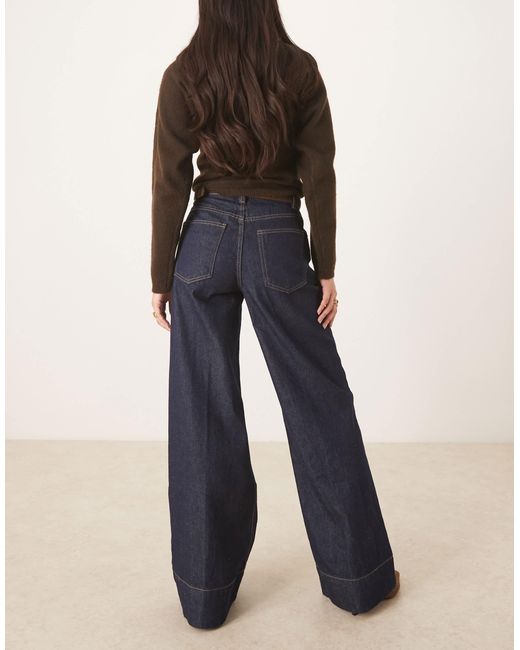 ASOS Blue Wide Leg Jeans With Crease Front And Belt