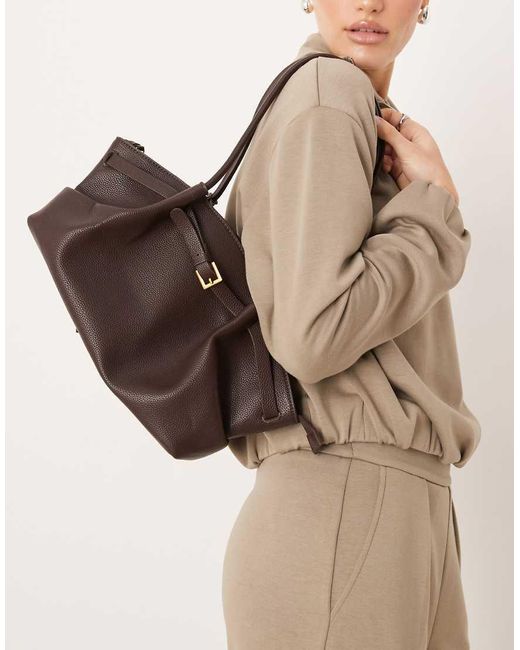 Gina Tricot Natural Small Fold Detail Tote Bag