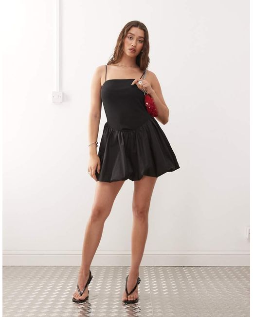 Noisy May Black Drop Waist Bubble Hem Mini Dress