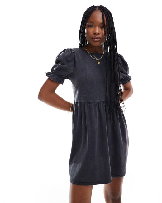 Miss Selfridge Black Short Sleeve Mini Smock Dress