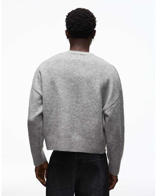 Bershka Gray Boxy Round Neck Jumper for men