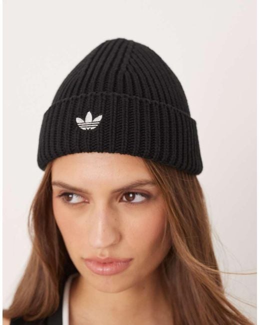 Adidas Originals Black Ribbed Fisherman Beanie