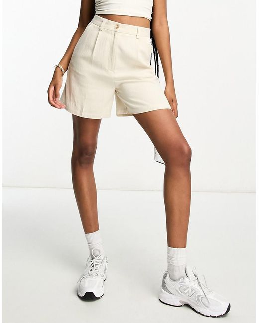 ASOS Natural Asos Design Tall Dad Short With Linen