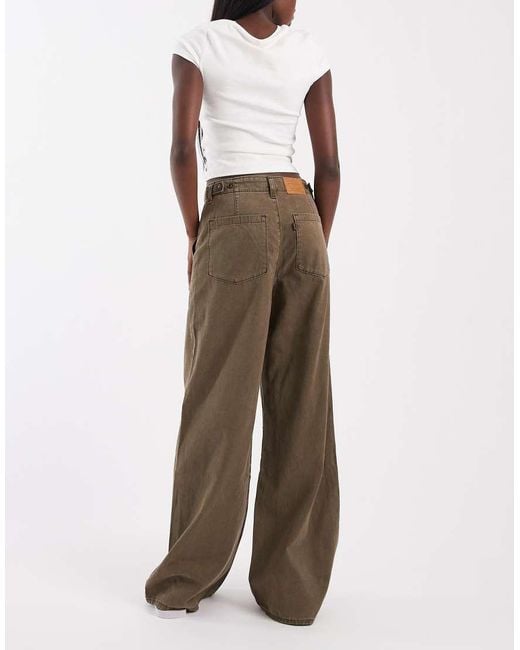Levi's Brown Cinch Wide Leg Fatigue Linen Mix Trousers
