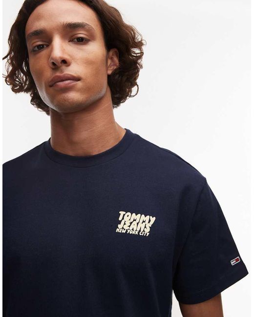 Camiseta Azul Marino Y Amarillo Con Estampado Trasero Efecto Burbuja De Tommy Hilfiger de hombre de color White